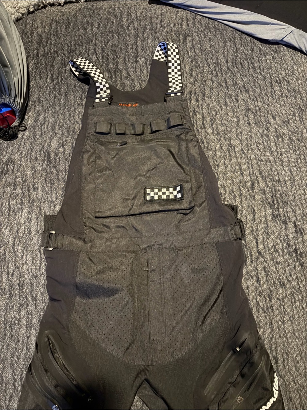 Black Men’s Utility Racer Bib — Checker Accent